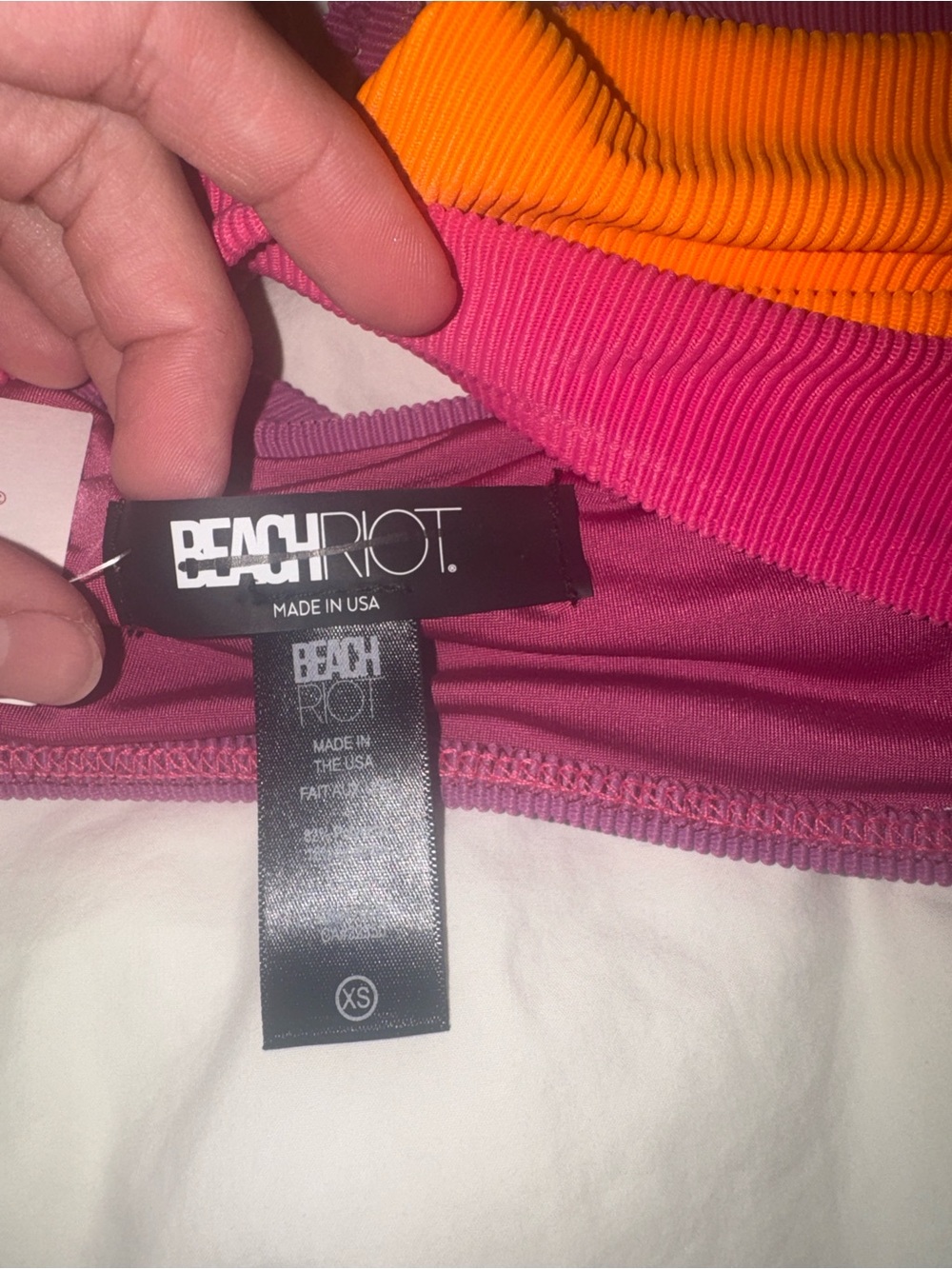 NWT Beach Riot Purple Orange Pink Ribbed Triangle Bikini Top - Picture 3 of 4